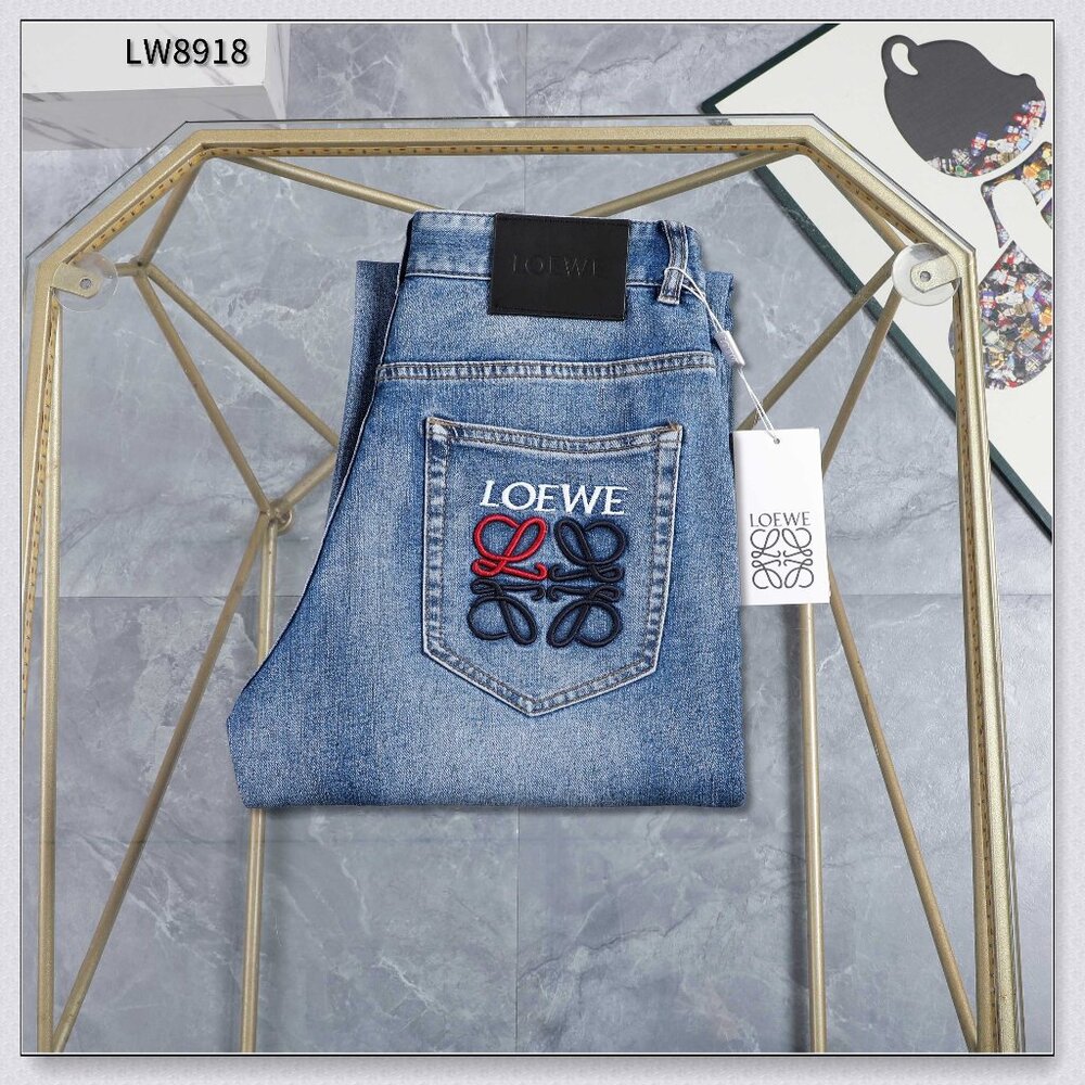 Loewe Anagram Embroidered Wide-Leg Jeans
